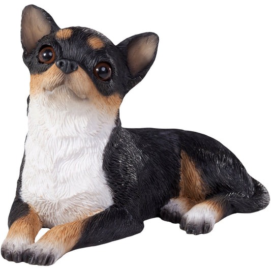 Sandicast "Small Size" Lying Tri Chihuahua Dog Sculpture by Present Paper