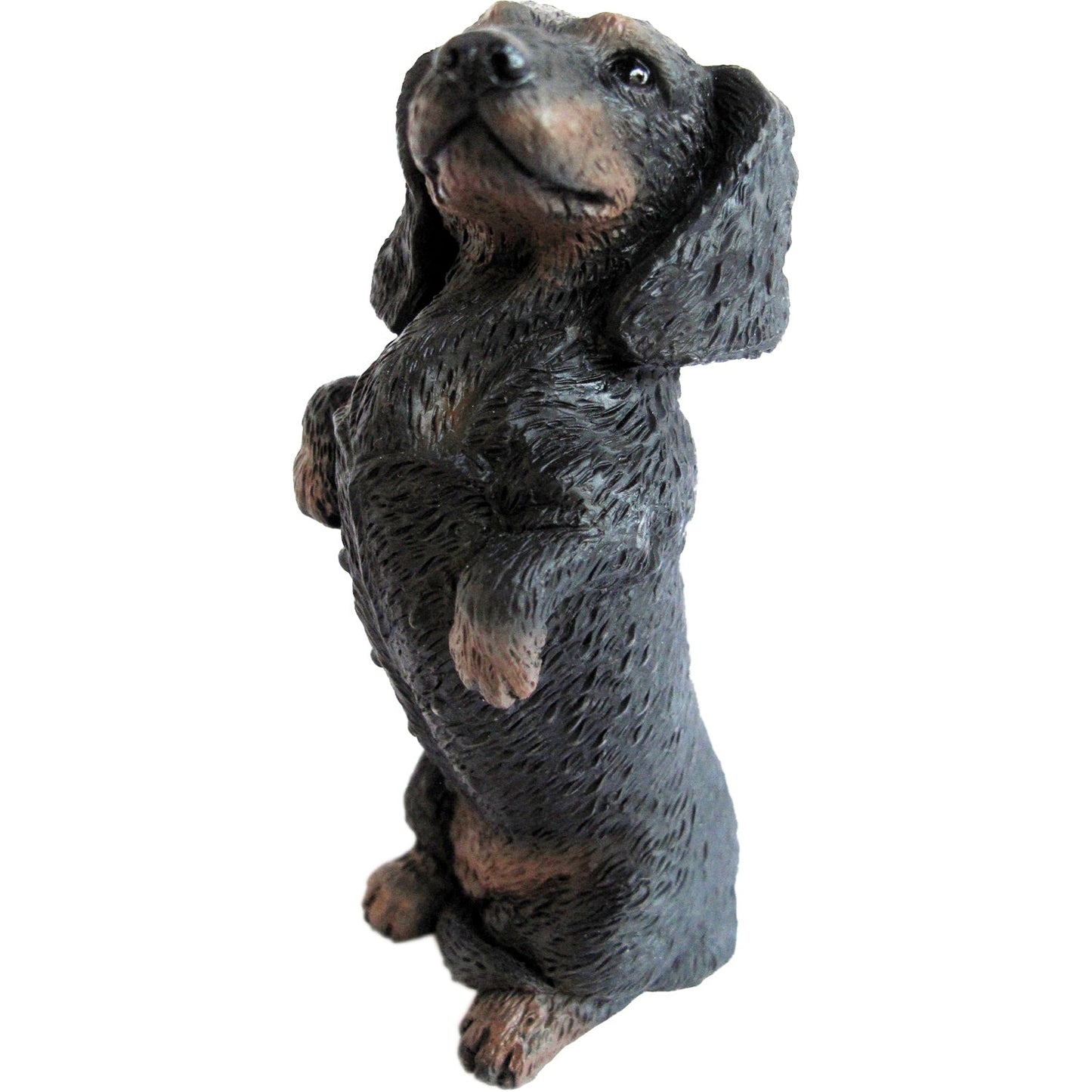 Sandicast "Small Size" Sitting Pretty Black Dachshund Dog Sculpture by Present Paper