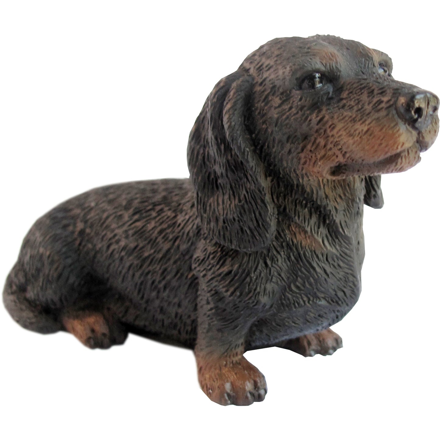 Sandicast "Small Size" Sitting Black Dachshund Dog Sculpture by Present Paper