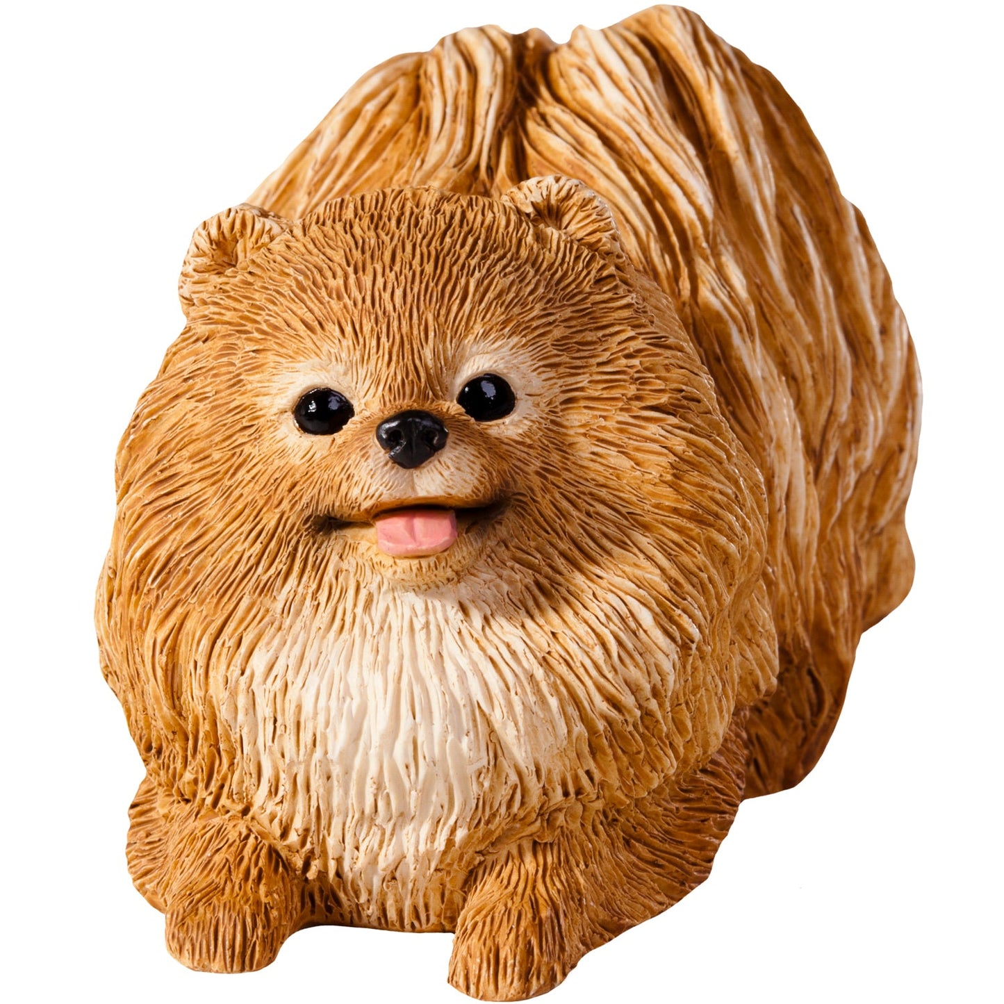 Sandicast "Small Size" Crouching Orange Pomeranian Dog Sculpture by Present Paper