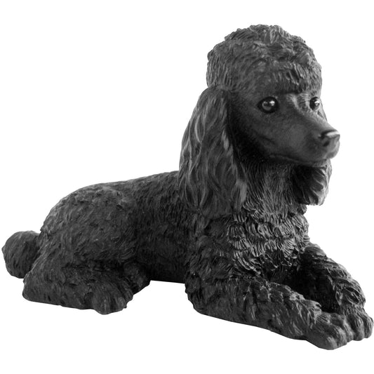 Sandicast "Small Size" Lying Black Poodle Dog Sculpture by Present Paper