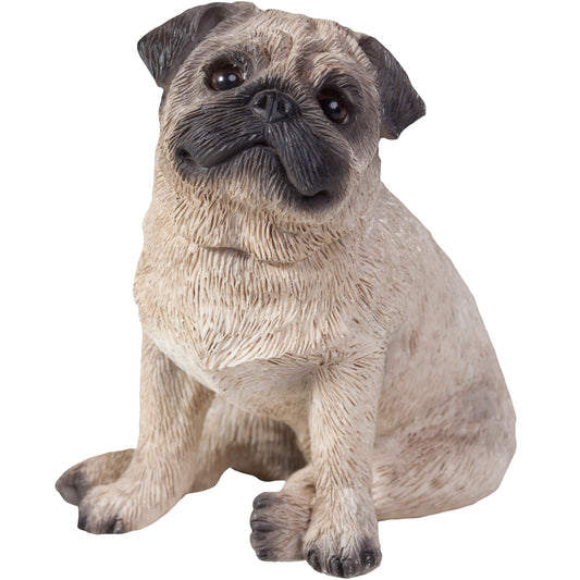 Sandicast "Small Size" Sitting Fawn Pug Dog Sculpture by Present Paper