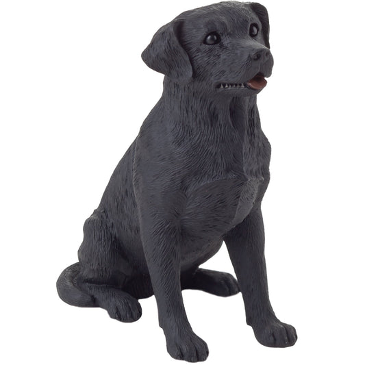 Sandicast "Small Size" Sitting Black Labrador Retriever Dog Sculpture by Present Paper