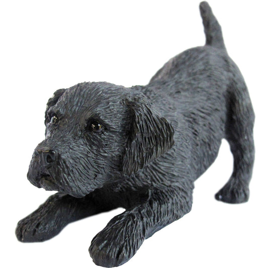 Sandicast "Small Size" Crouching Black Labrador Retriever Dog Sculpture by Present Paper