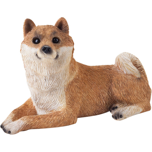 Sandicast "Small Size" Lying Red Shiba Inu Dog Sculpture by Present Paper