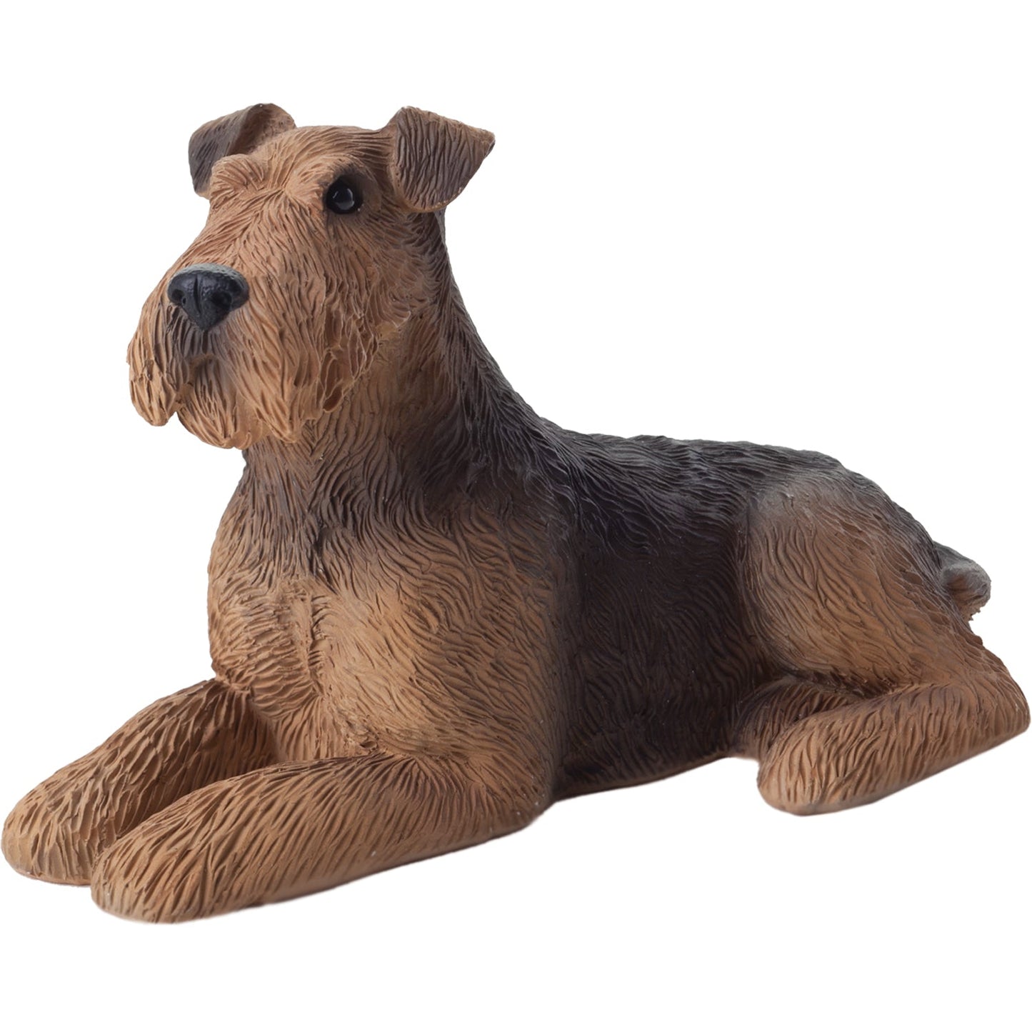 Sandicast "Small Size" Lying Airedale Terrier Dog Sculpture by Present Paper