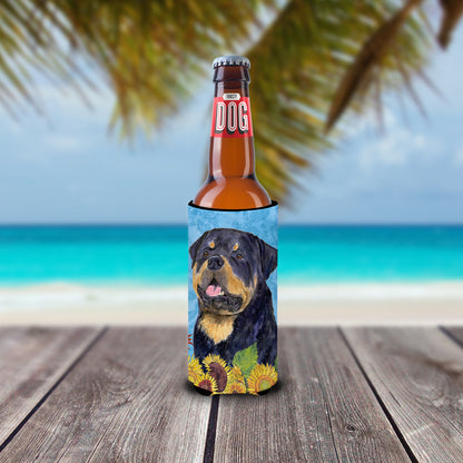 Rottweiler in Summer Flowers Ultra Beverage Insulators for slim cans SS4158MUK by Caroline's Treasures