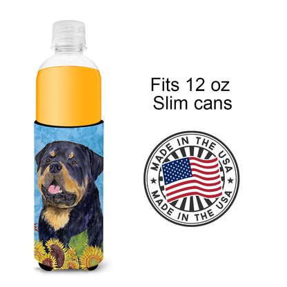 Rottweiler in Summer Flowers Ultra Beverage Insulators for slim cans SS4158MUK by Caroline's Treasures