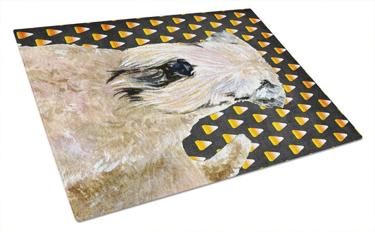 Wheaten Terrier Soft Coated Candy Corn Halloween Glass Cutting Board Large by Caroline's Treasures SS