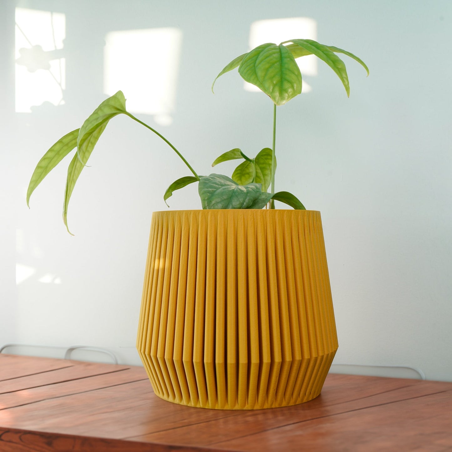 Stratos Modern Plant Pot with Drainage, 3D Printed Planter Pot Unique Modern Ribbed Design, Lightweight Stratos by Rosebud HomeGoods