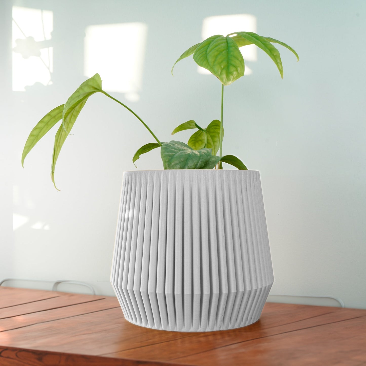 Stratos Modern Plant Pot with Drainage, 3D Printed Planter Pot Unique Modern Ribbed Design, Lightweight Stratos by Rosebud HomeGoods