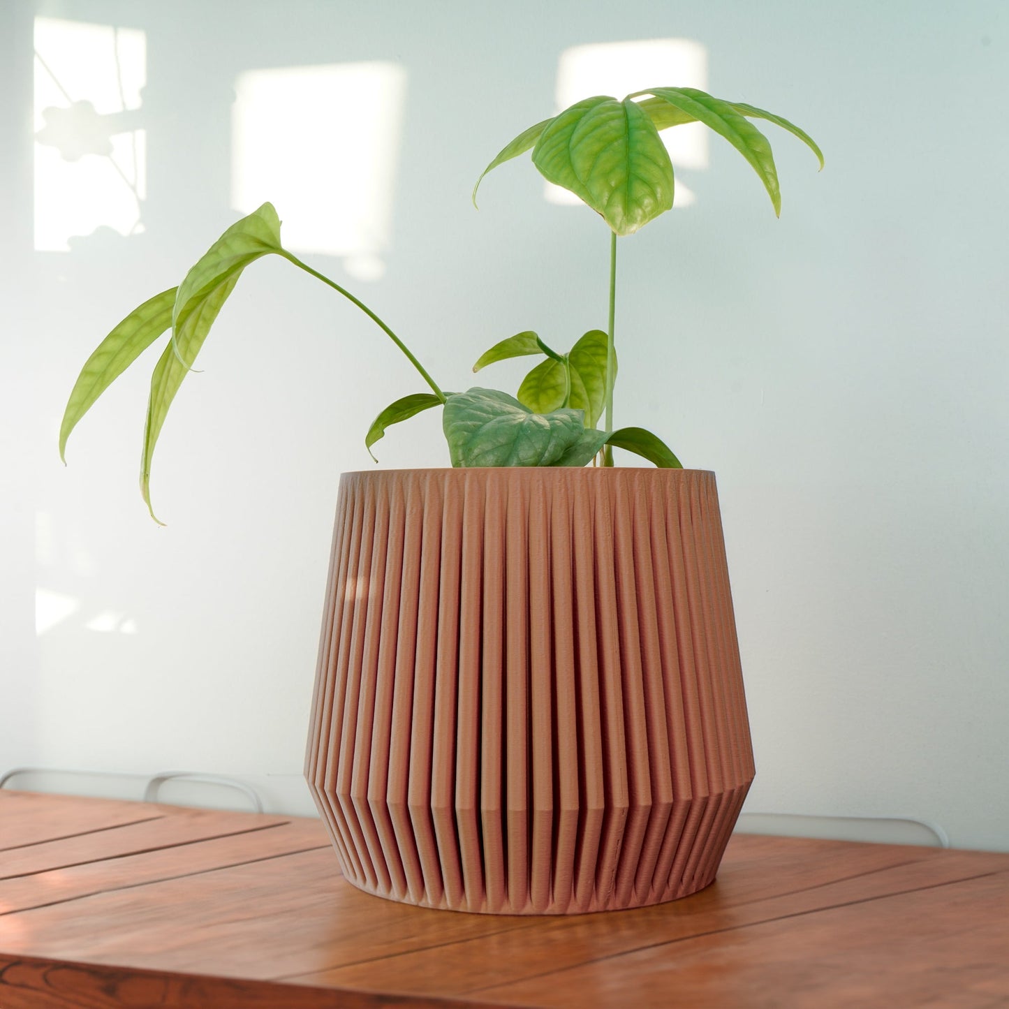 Stratos Modern Plant Pot with Drainage, 3D Printed Planter Pot Unique Modern Ribbed Design, Lightweight Stratos by Rosebud HomeGoods