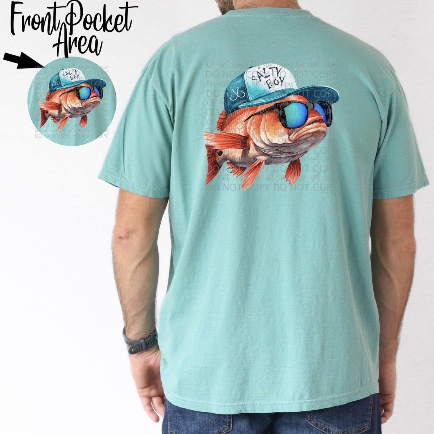 Salty Boy Cool Fish Hat Tee by Crafty Casey's