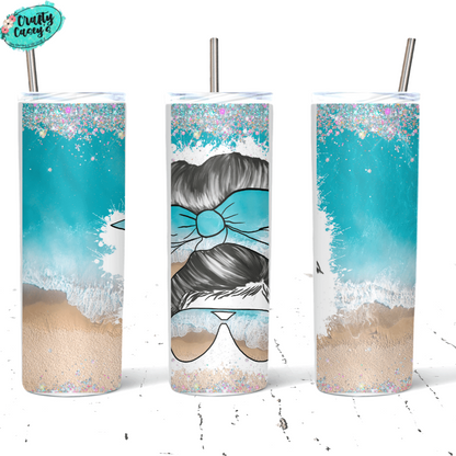 Sandy Ocean Beach Mom Bunn Life- Summer Tumbler by Crafty Casey's