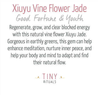 Natural Vine Flower Xiuyu Jade Energy Bracelet by Tiny Rituals