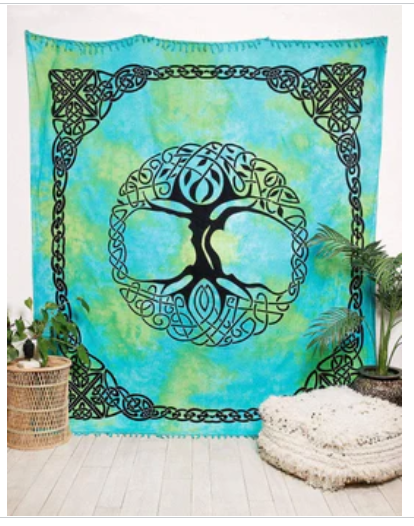 Celtic Tree of Life Tie Dye Tapestry w/Fringe by Tiny Rituals