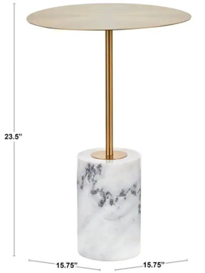 Side Table in Gold and Marble Stone by Blak Hom