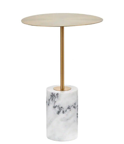 Side Table in Gold and Marble Stone by Blak Hom