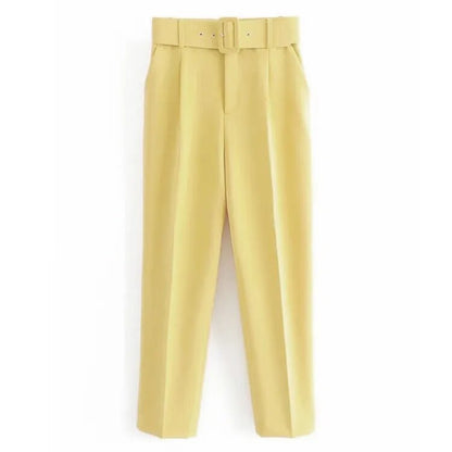 Women's Trousers Suit With Belt High Waist by BlakWardrob