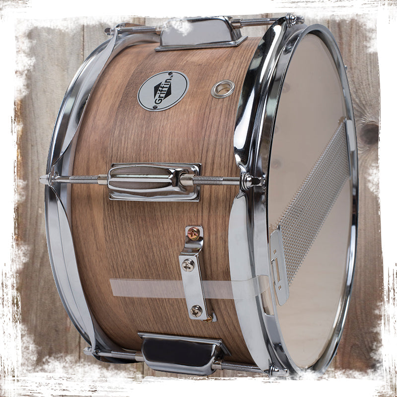 Popcorn Soprano Snare Drum by GRIFFIN - Acoustic Firecracker 10"x6" Poplar Wood Shell with Oakwood PVC - Mini Concert Marching Percussion Instrument by GeekStands.com