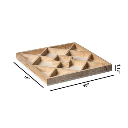 Square Sectional Wooden Trays 4 Pack 10"X10"X1.13" by Hammont