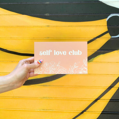 Self Love Club Inspo Block Sign | Inspirational Wooden Wall Desk Sign | 7.50" x 4.50" | Gift for Her by The Bullish Store