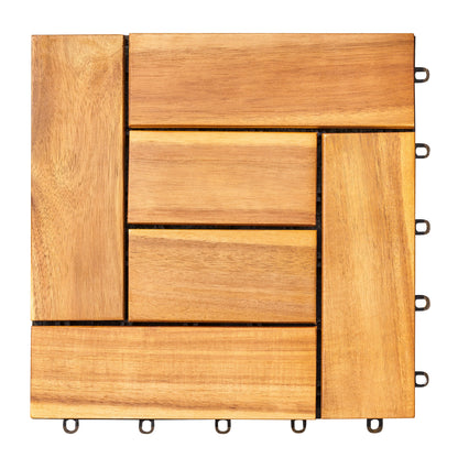 (Set of 10) Hanalei Eucalyptus Interlocking Wooden Decktile in Honey THEGSND LLC