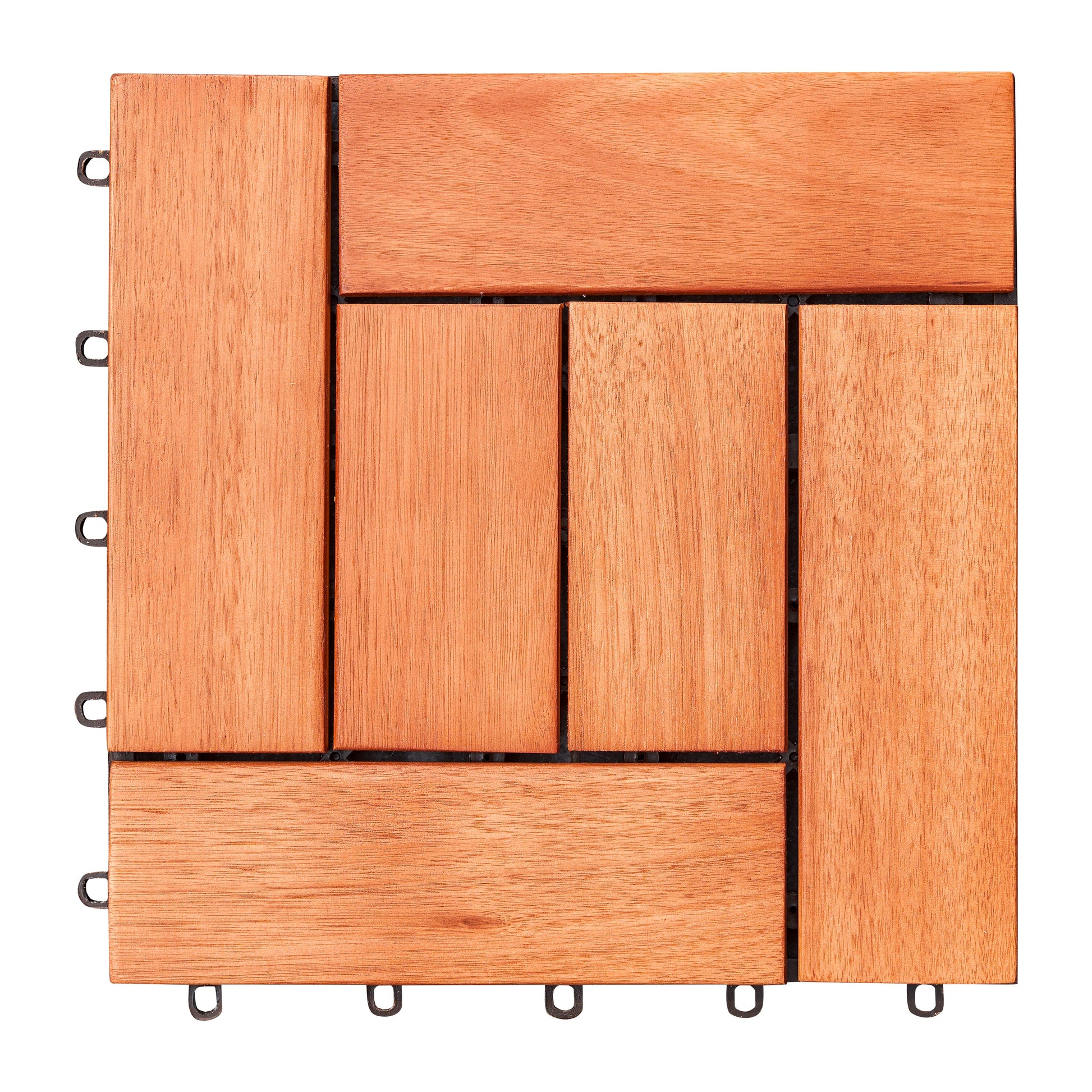 (Set of 10) Hanalei Eucalyptus Interlocking Wooden Decktile in Red Brown THEGSND LLC