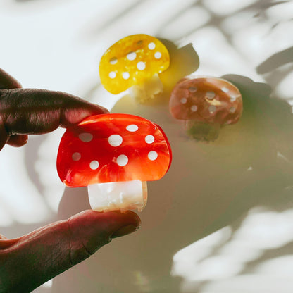 Set of 3 Velvet Claws Mini Mushroom Hair Clips in Velvet Travel Bag by The Bullish Store