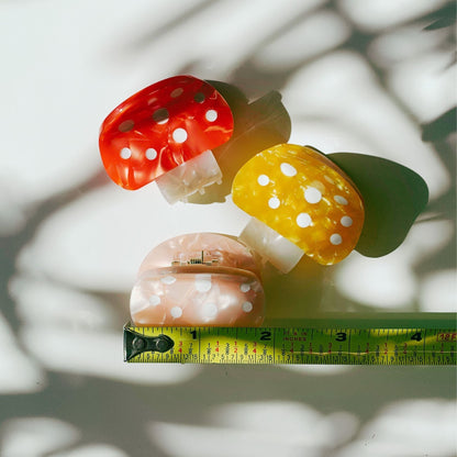 Set of 3 Velvet Claws Mini Mushroom Hair Clips in Velvet Travel Bag by The Bullish Store