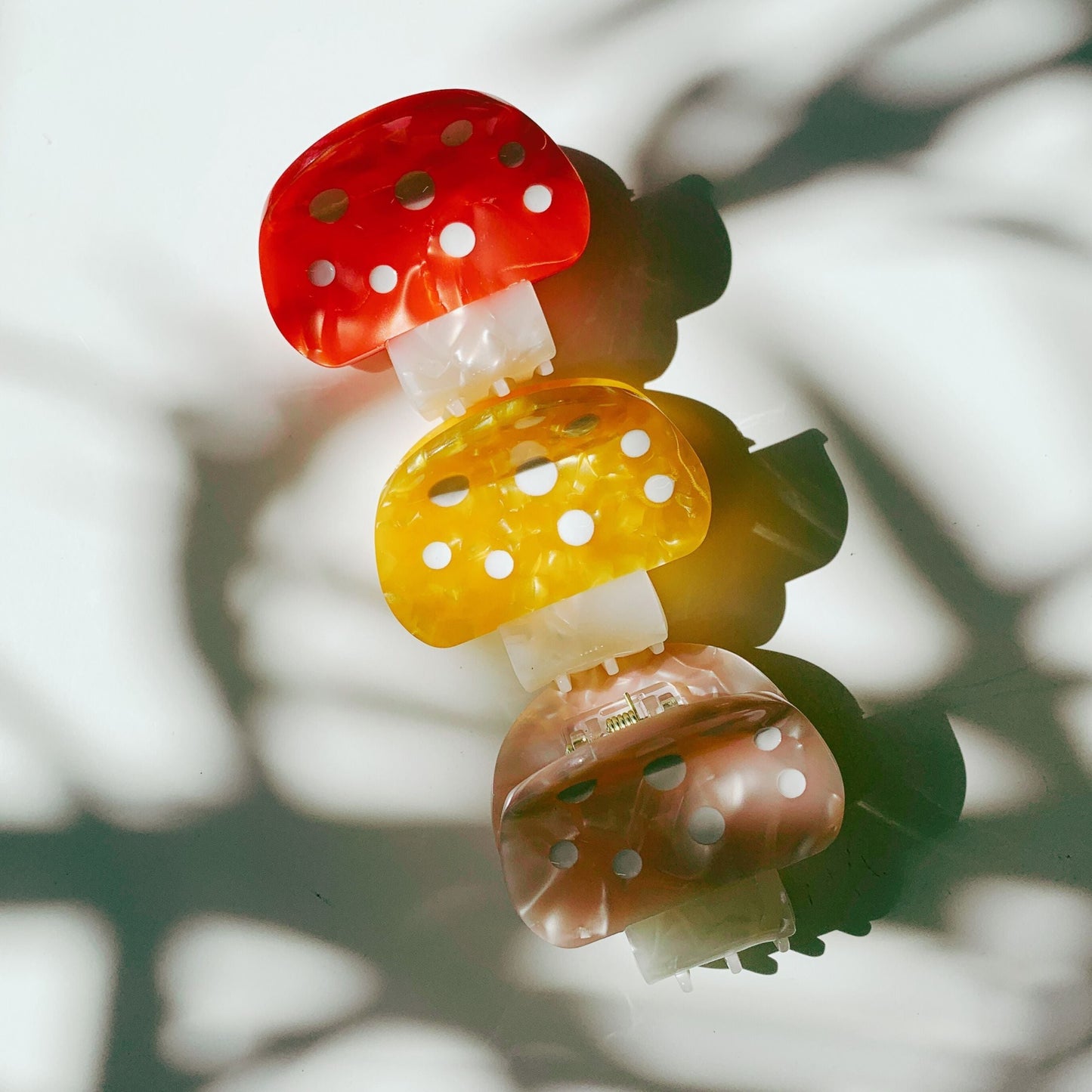 Set of 3 Velvet Claws Mini Mushroom Hair Clips in Velvet Travel Bag by The Bullish Store