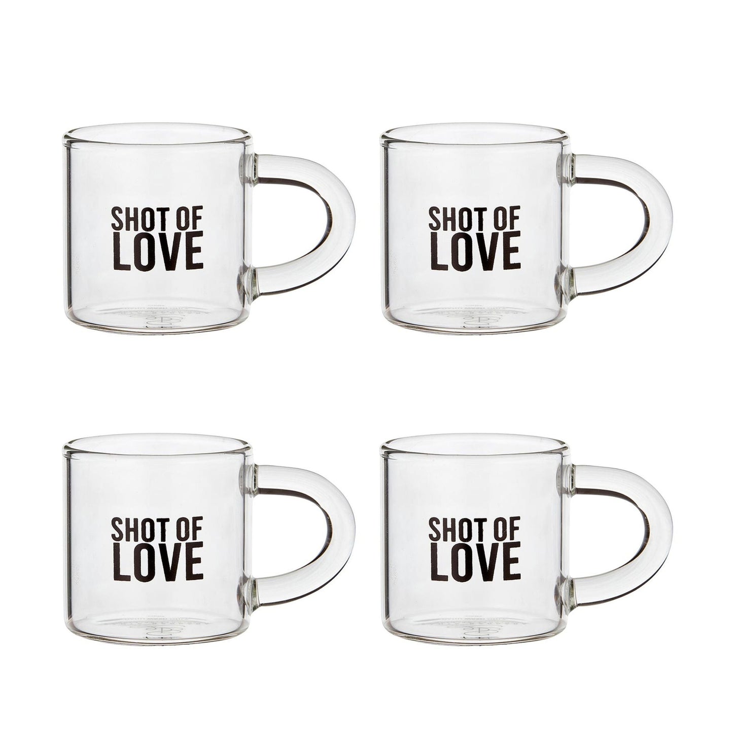 Set of 4 Shot of Love Glass Espresso Cup | Coffee Tea Clear Mug by The Bullish Store