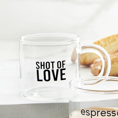 Set of 4 Shot of Love Glass Espresso Cup | Coffee Tea Clear Mug by The Bullish Store