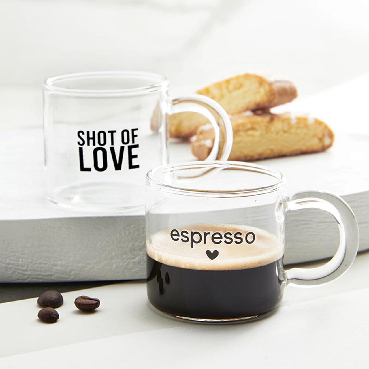 Set of 4 Shot of Love Glass Espresso Cup | Coffee Tea Clear Mug by The Bullish Store