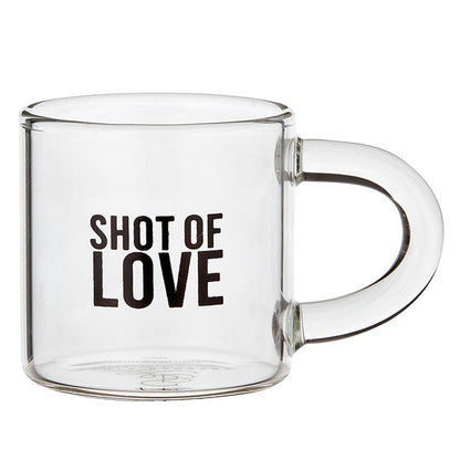 Set of 4 Shot of Love Glass Espresso Cup | Coffee Tea Clear Mug by The Bullish Store