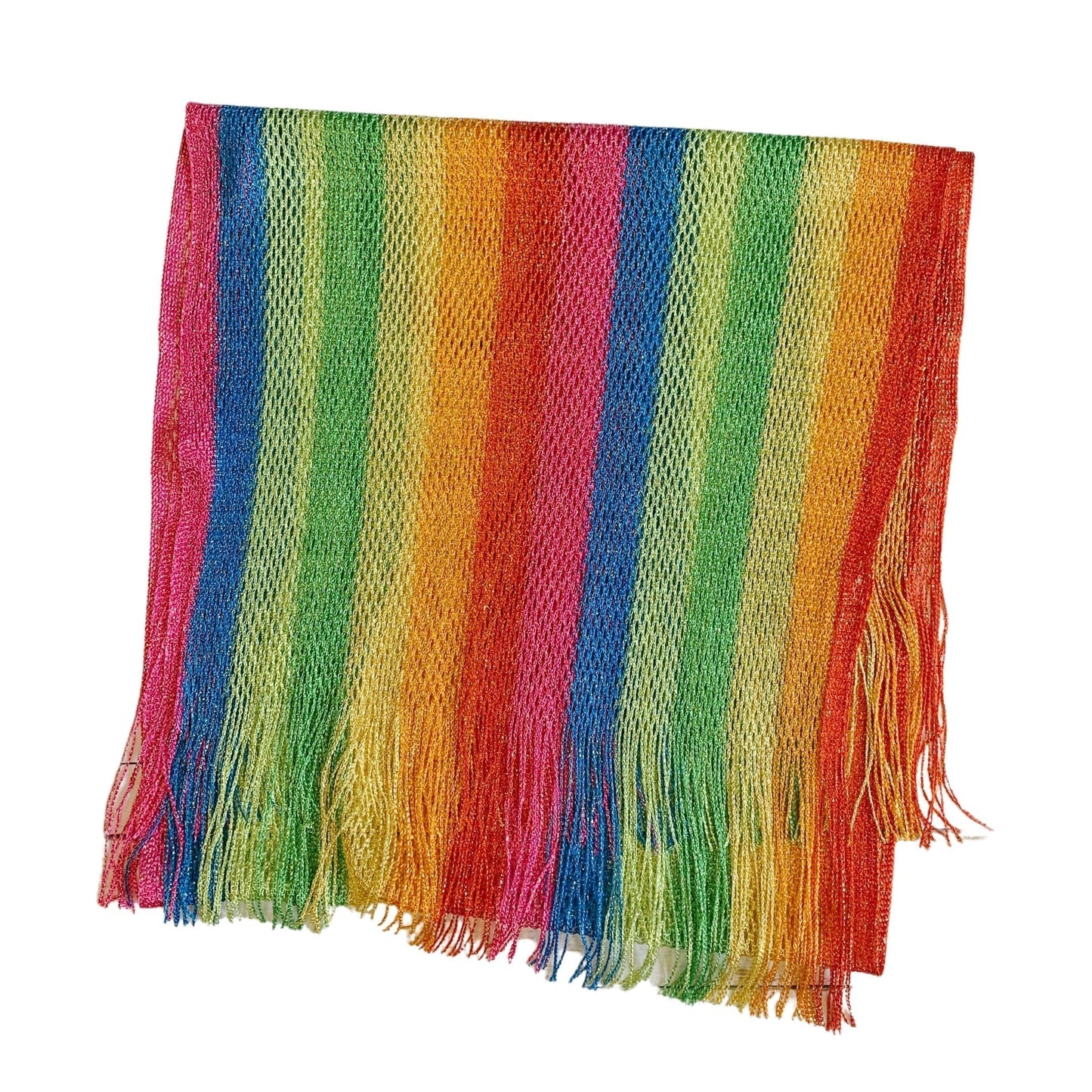 Shimmer Mesh Pride Scarf Wrap in Rainbow Stripe | Unisex Summer Shawl LGBTQ Pride by The Bullish Store