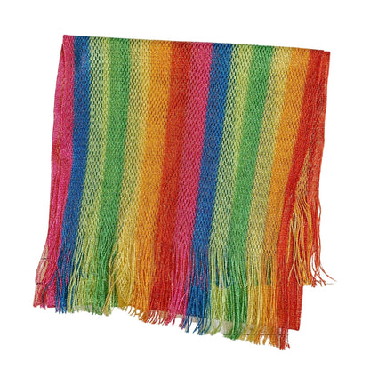 Shimmer Mesh Pride Scarf Wrap in Rainbow Stripe | Unisex Summer Shawl LGBTQ Pride by The Bullish Store