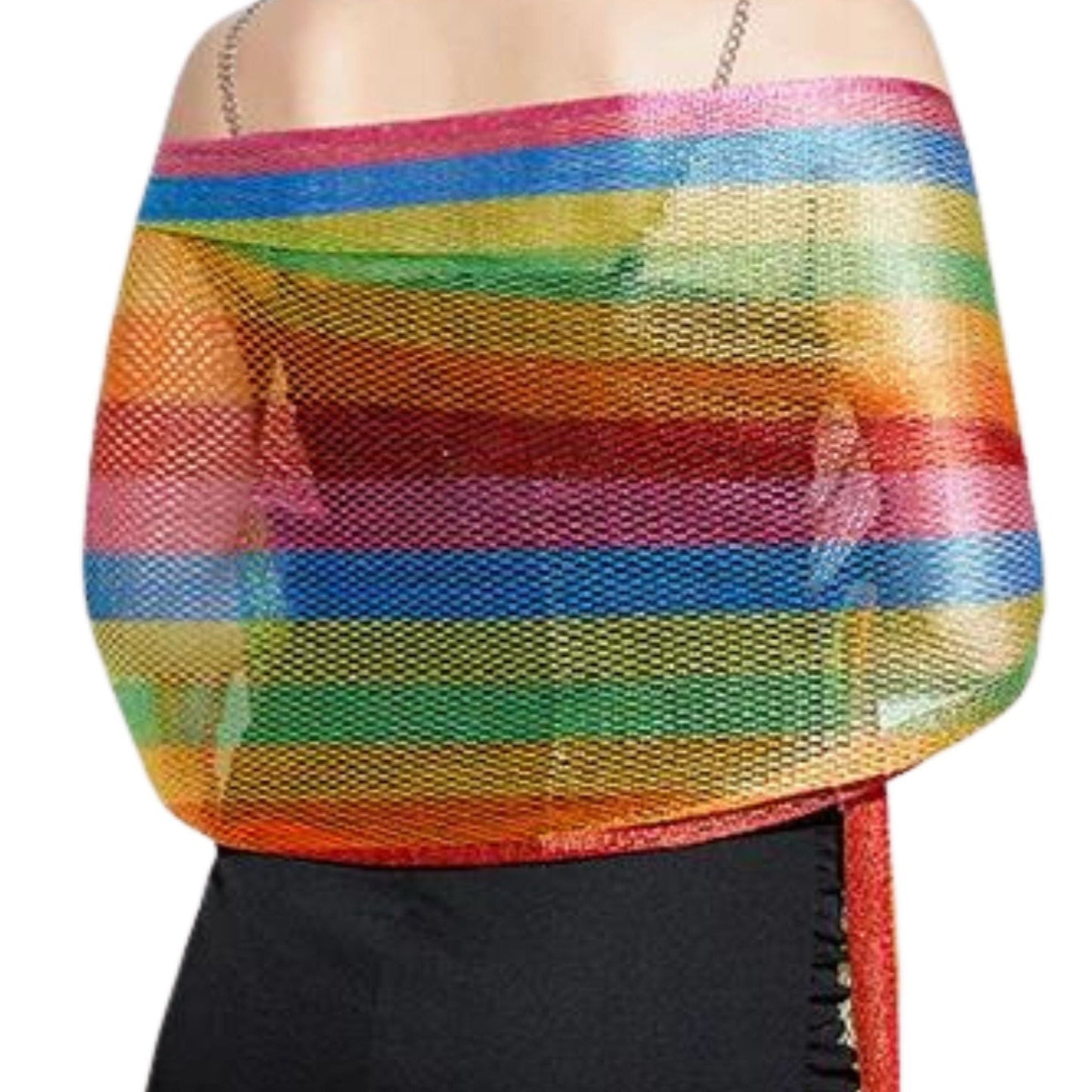 Shimmer Mesh Pride Scarf Wrap in Rainbow Stripe | Unisex Summer Shawl LGBTQ Pride by The Bullish Store