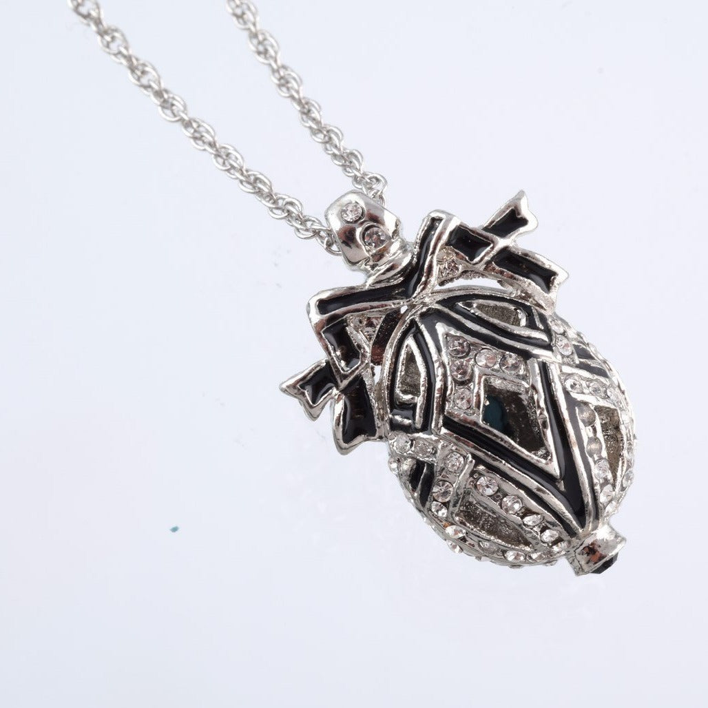 Silver & Black Egg Pendant Necklace by Keren Kopal