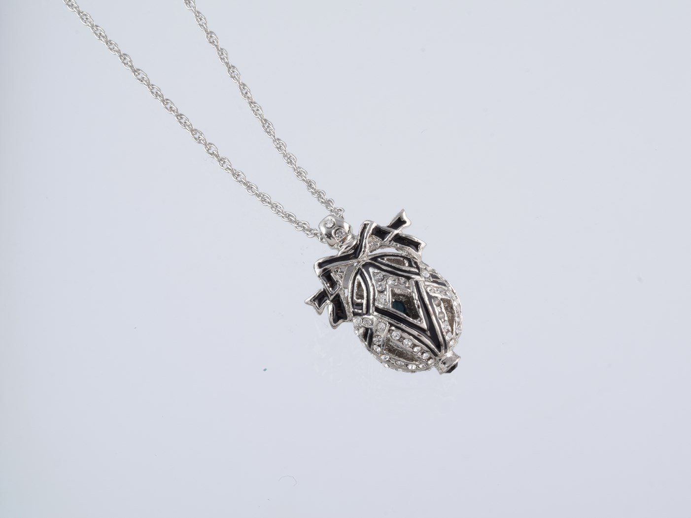 Silver & Black Egg Pendant Necklace by Keren Kopal