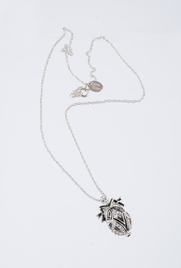 Silver & Black Egg Pendant Necklace by Keren Kopal