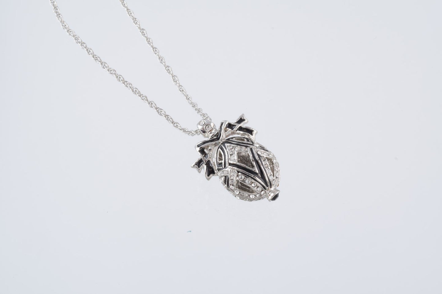 Silver & Black Egg Pendant Necklace by Keren Kopal