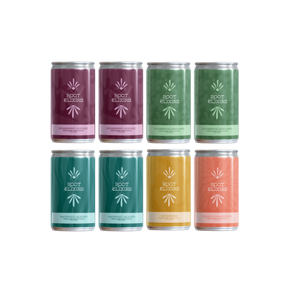 Root Elixirs Variety Pack | Root Elixirs Sparkling Premium Cocktail Mixers- 8 Cans 7.5oz by Farm2Me