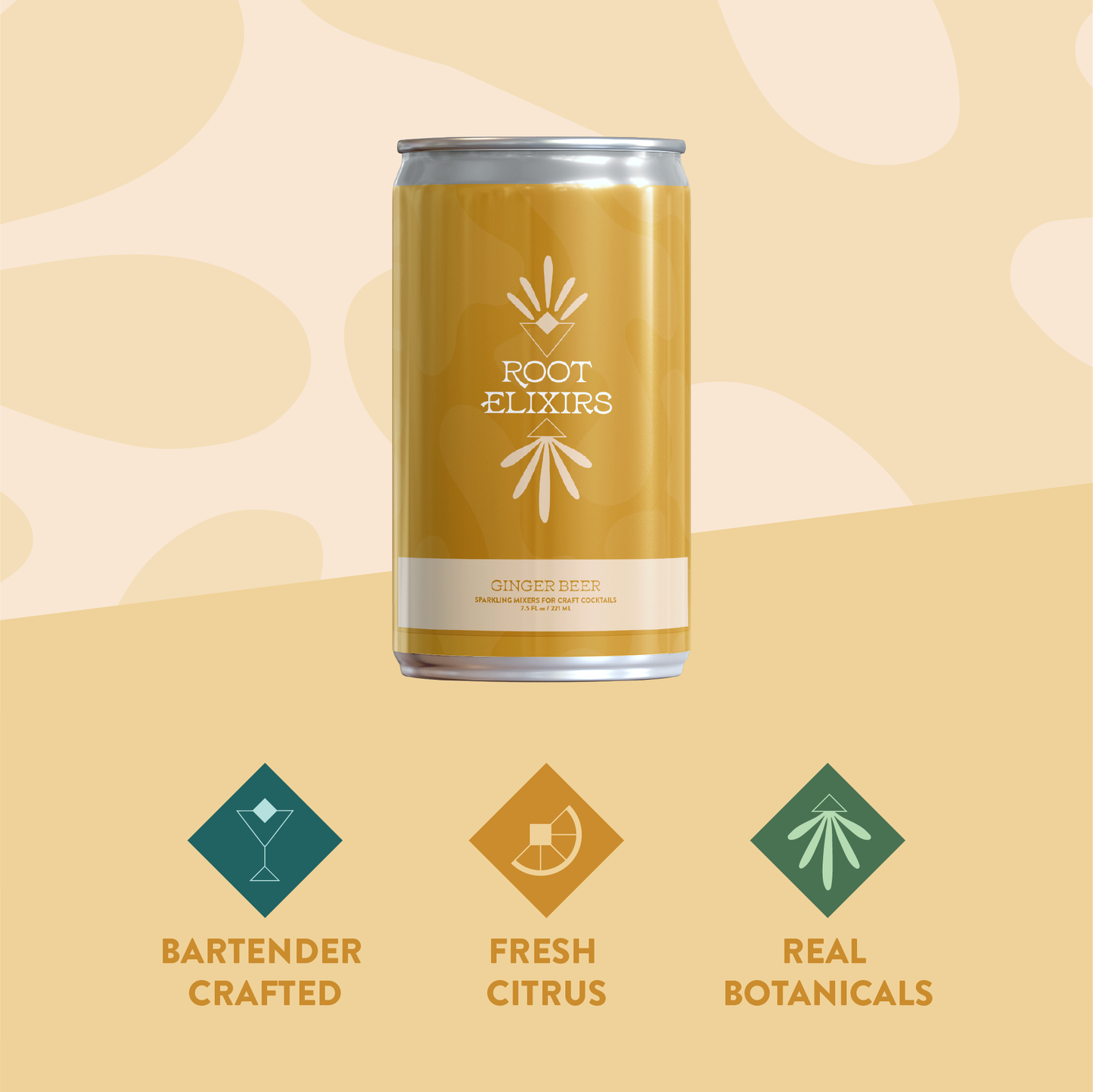 Root Elixirs Sparkling Ginger Beer Premium Cocktail Mixer- 8 Cans 7.5 oz by Farm2Me