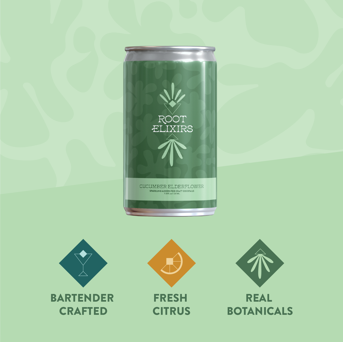 Root Elixirs Sparkling Cucumber Elderflower Premium Cocktail Mixer- 4 Cans 7.5 oz by Farm2Me