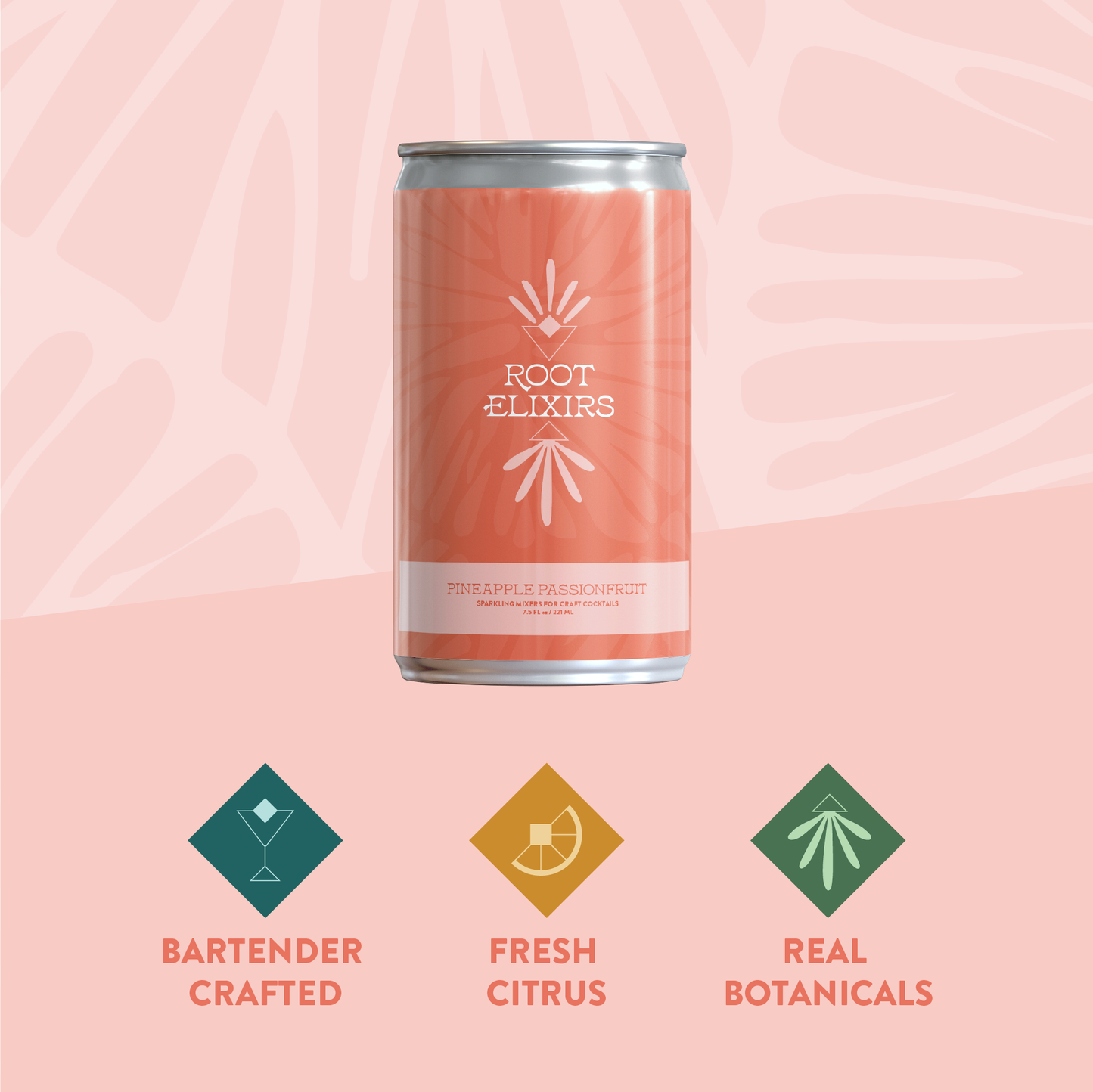 Root Elixirs Sparkling Pineapple Passionfruit Premium Cocktail Mixer Cans - 24 Cans (7.5 oz) by Farm2Me