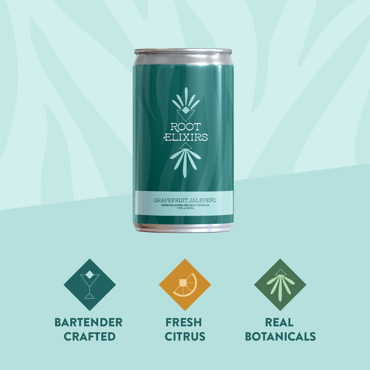 Root Elixirs Sparkling Grapefruit Jalapeno Premium Cocktail Mixer- 8 Cans 7.5 oz by Farm2Me