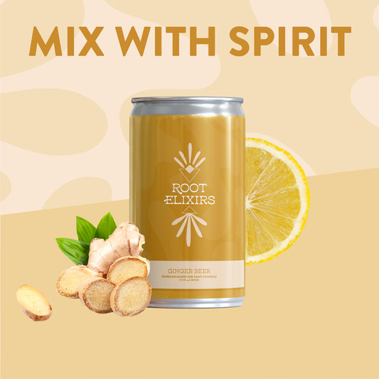 Root Elixirs Sparkling Ginger Beer Premium Cocktail Mixer - 24 Cans (7.5 oz) by Farm2Me