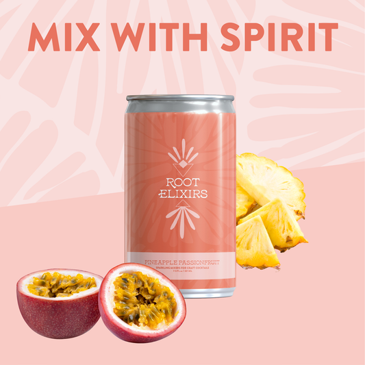 Root Elixirs Sparkling Pineapple Passionfruit Premium Cocktail Mixer- 4 Cans 7.5 oz by Farm2Me