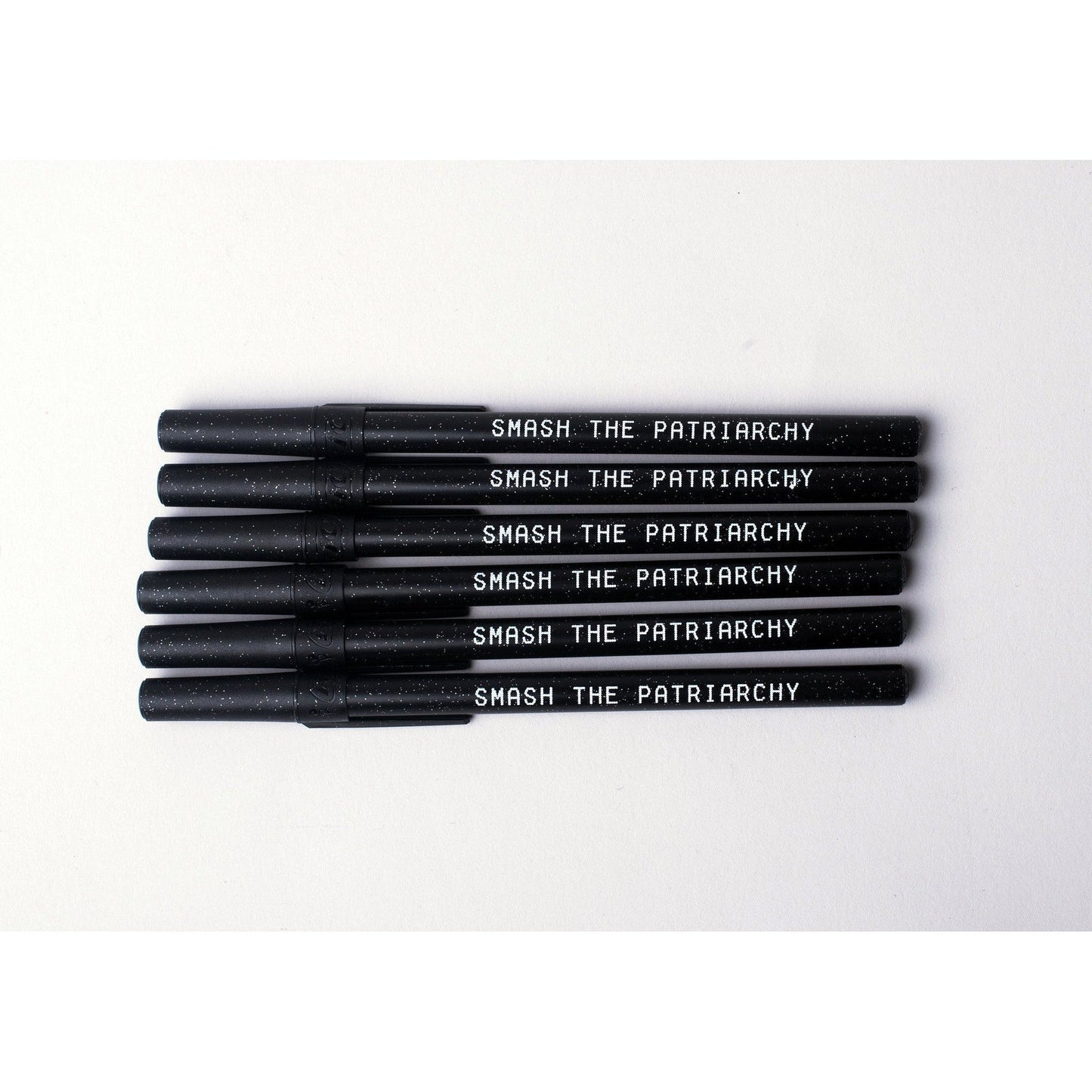 Smash the Patriarchy 6 Pens Black Sparkle Pen Pack by The Bullish Store